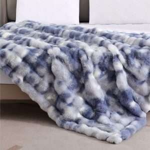 Tie-dye Blue Faux Fur Throw Blanket