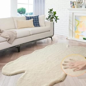 ORINOVA Oblong Bedroom Washable Furry Rug for Living Room Indoor Sheepskin Area Rugs