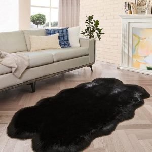 ORINOVA Oblong Black Washable Fluffy Area Rugs