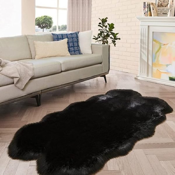 ORINOVA Oblong Black Washable Fluffy Area Rugs