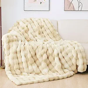 Tie-dye Camel Faux Fur Rabbit Blanket
