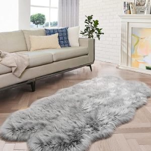 ORINOVA Oblong Rugs Silver Grey Fuzzy Faux