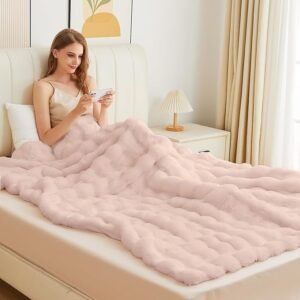 Pink Faux Fuzzy Fur King Size Throw Blanket 90x108