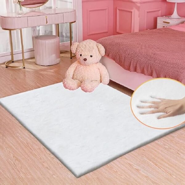 Faux Fuzzy Washable Fur Area Rugs for Bedroom 3x5 Silver Gray